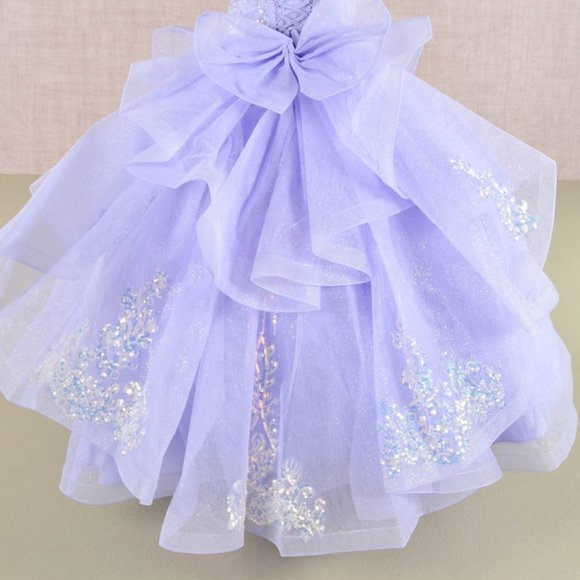 NEW TEA LENGTH MESH DRESS FOR KIDS EMBROIDERED WITH SEQUINS AND RIBBON GL GK106 - Picture 12 of 12